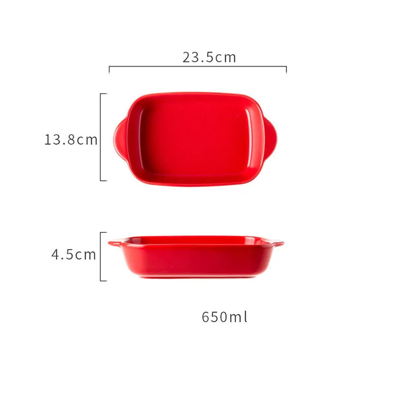 Ceramic Baking Dish — Oven-Safe Au Gratin Dish M-R-Medium — Red