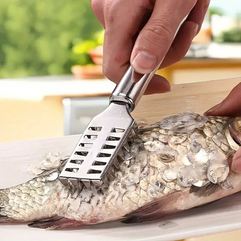 Stainless Steel Fish Scaler – Heavy Duty Sawtooth Fish Scale Remover – Great for Cleaning & Preparing Fresh Fish