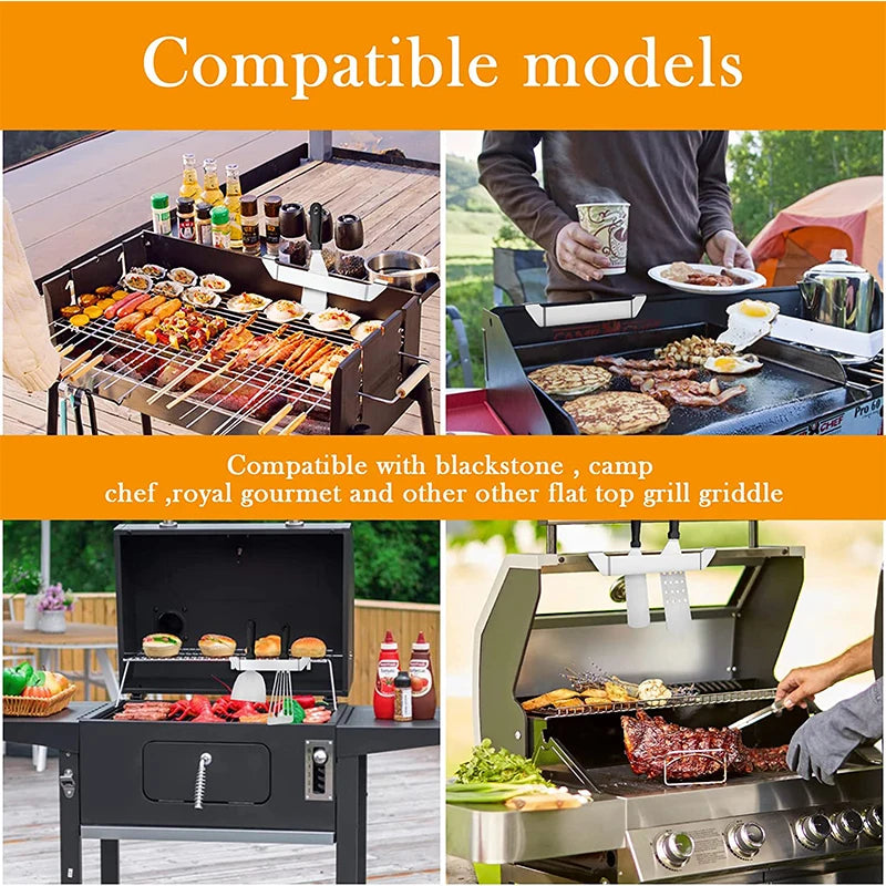Stainless Steel Griddle Spatula Stand – BBQ Utensil Holder Clip for Grill Side Shelves – Ideal for Keeping Spatulas & Tongs Off the Surface – Available in 1 Piece & 2 Pieces