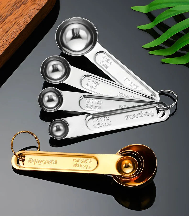Gold Stainless Steel Measuring Cups & Spoons Set-4 Sizes 9pcs Set ,8pcs Set , 5 Measuring Spoons Set ,4 Measuring Cups Set options