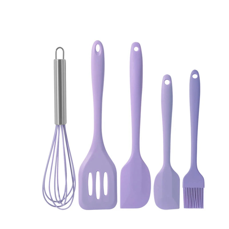 Silicone Kitchen Utensil Set 5-Piece PURPLE