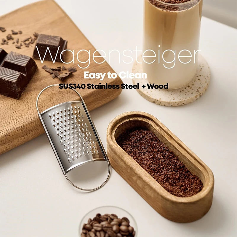 Stainless Steel Cheese Grater with Wooden Container