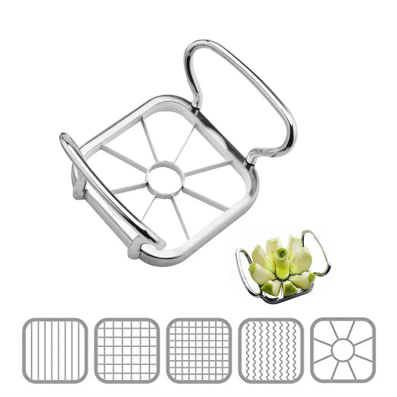 5 in 1 Stainless Steel Apple Cutter & Slicer – Manual Fruit, Vegetable & Potato Chip Cutter – Ideal for Apple Slices, Wedges & Chips