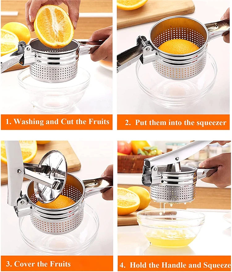 Stainless Steel Potato Ricer with 3 Interchangeable Discs