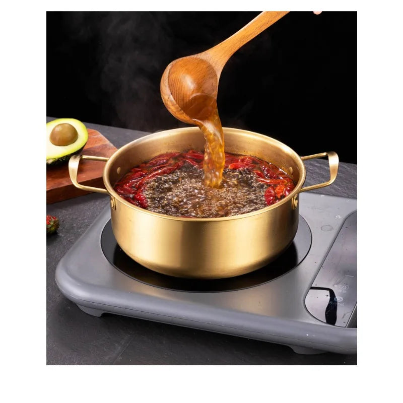 Golden Stainless Steel Noodle Pot with Lid