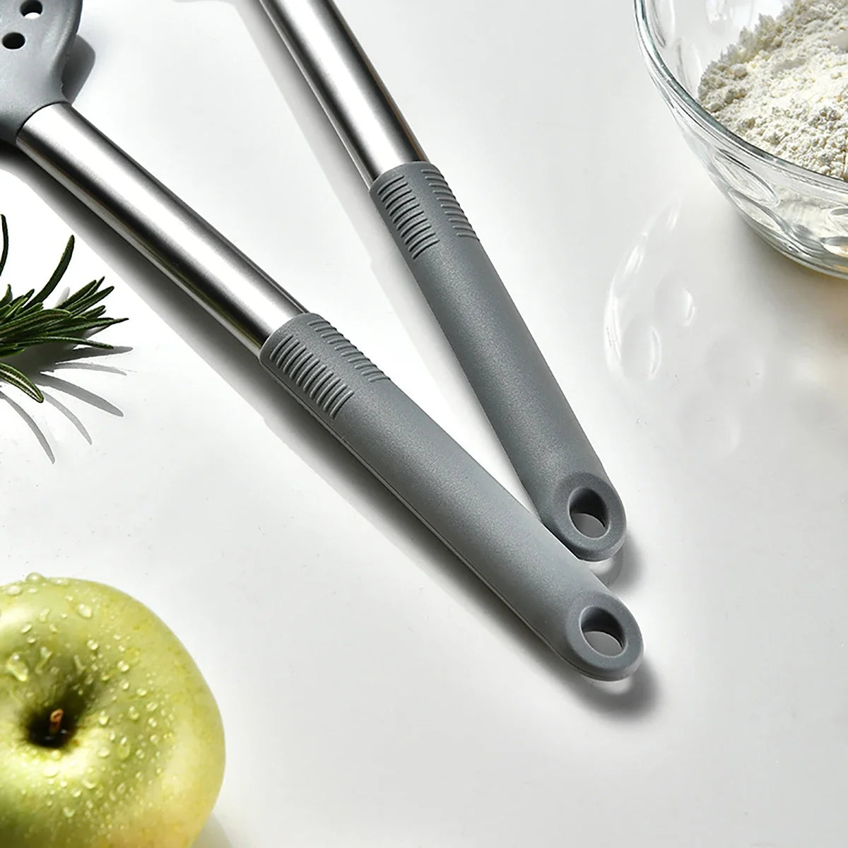 Food-Grade 12-Piece Silicone & Stainless Steel Kitchen Utensils Set with 360° Rotating Storage Holder– Heat-Resistant Cooking & Baking Utensils