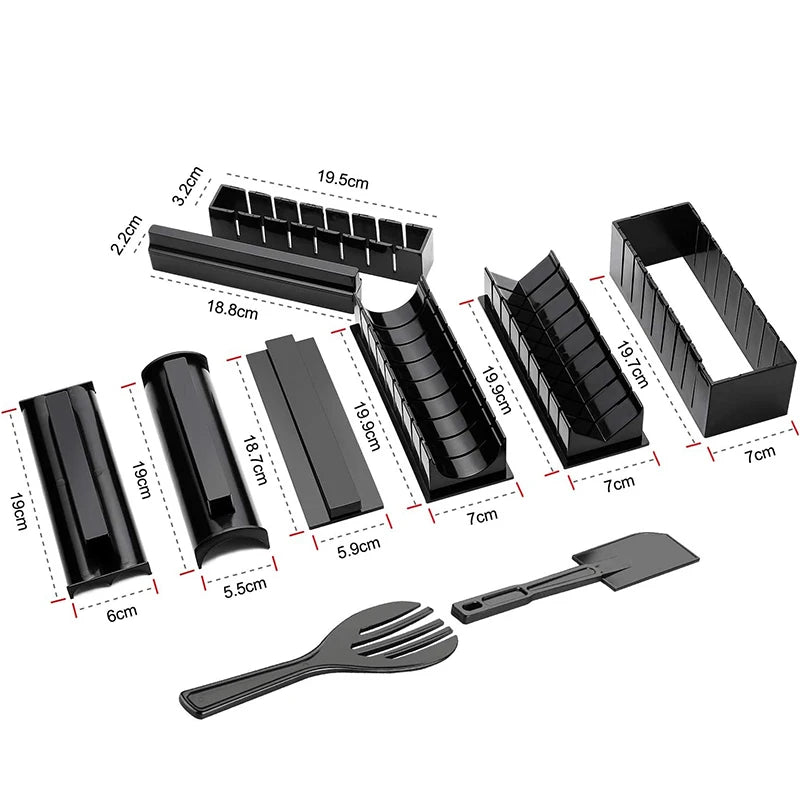 10 Piece Sushi Maker Kit – Sushi Mould Press & Rice Roll Moulds – Best for Homemade Sushi Rolls, Onigiri & Rice Shapes