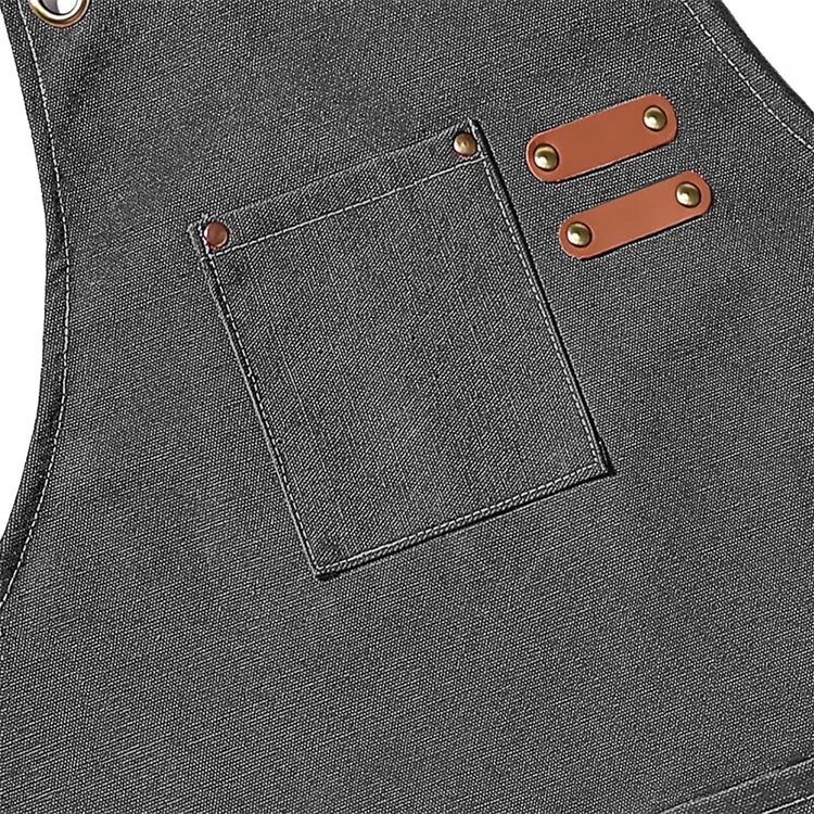 Canvas Chef Apron with Cross Back Straps – Cotton Kitchen Work Apron with Large Pockets – Best for Cooking, Baking & Grilling – Available in Dark Khaki, Blue, Black, White & Dark Grey Colours