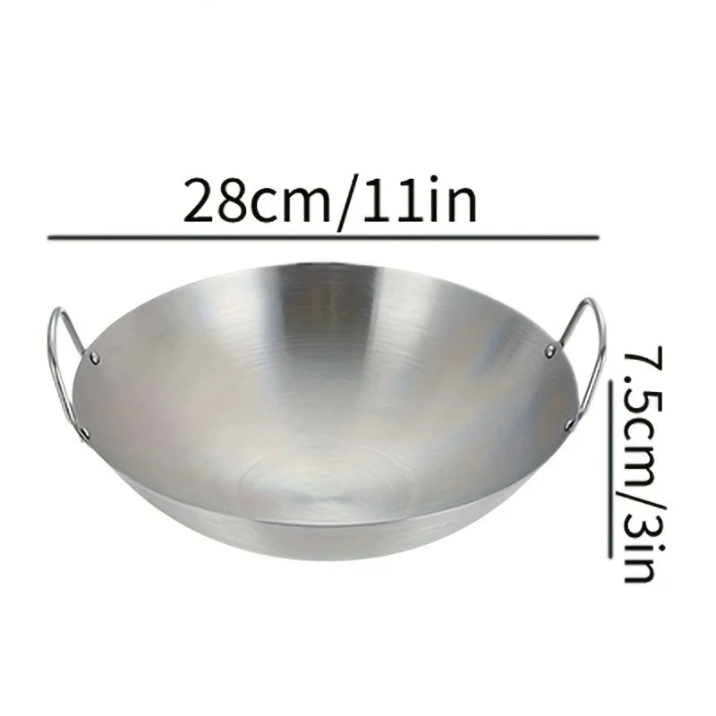 Stainless Steel Wok with Double Handles 28cm