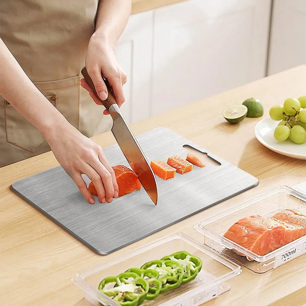 304 Stainless Steel Double-Sided Chopping Board – Thickened Hygienic Cutting Board for Meat, Fruit & Veg – Great for Easy-Clean Prep – Available in 4 Sizes