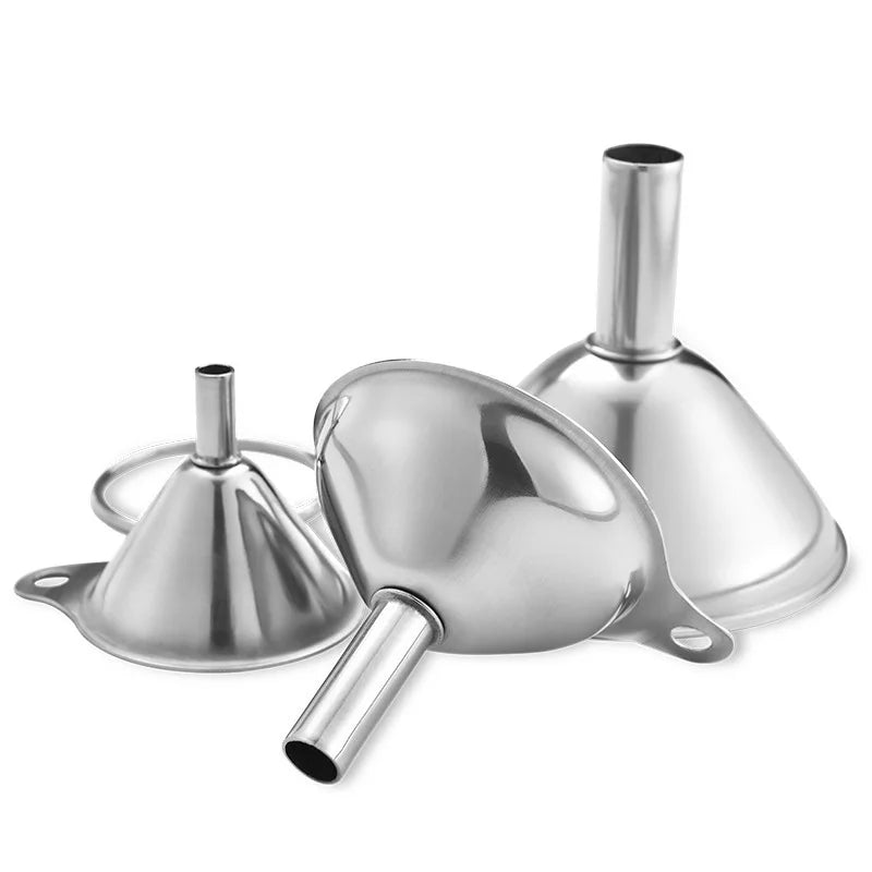 Stainless Steel Kitchen Funnel Set with Cleaning Brush – Food-Grade Funnels for Filling Bottles & Jars – Perfect for Oils, Sauces & Liquids – Available in 3 & 5 Piece Sets