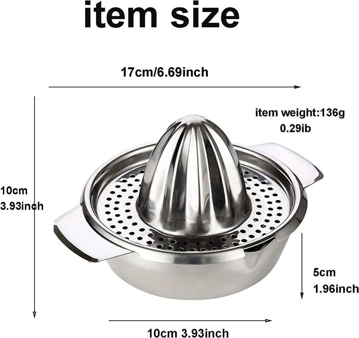 Stainless Steel Lemon Squeezer Cup with Reamer – Manual Citrus Juicer for Lemons & Oranges – Great for Fresh Juice & Cooking