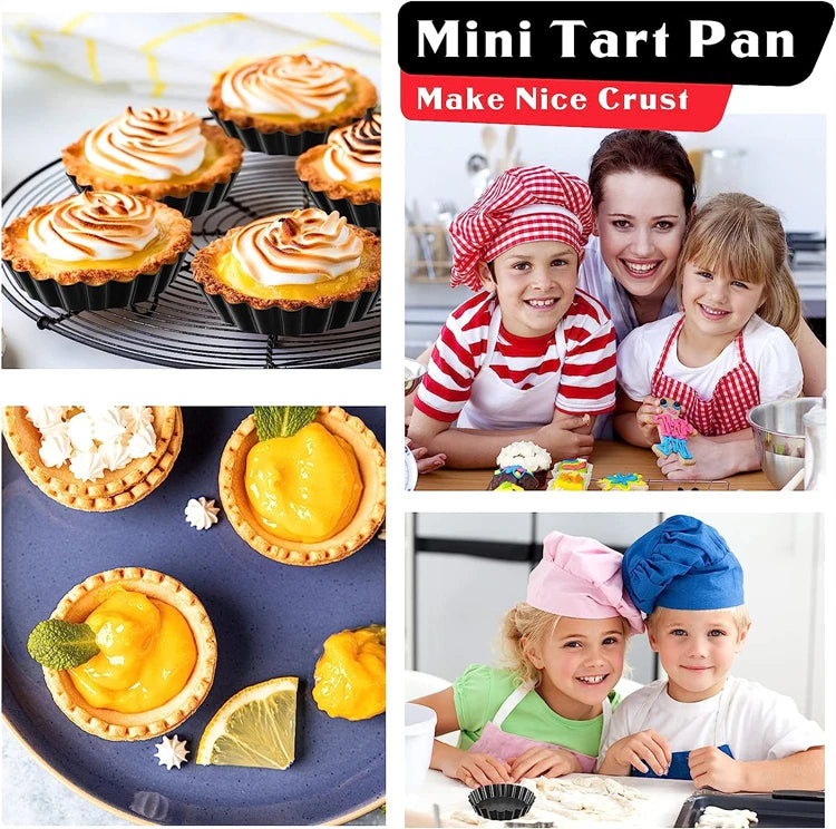 8cm Non-Stick Carbon Steel Mini Tart Pans with Removable Bottoms – Fluted Egg Tart Moulds – Great for Tarts, Quiches & Cupcakes – Available in 4 Pieces, 6 Pieces, 8 Pieces & 10 Pieces