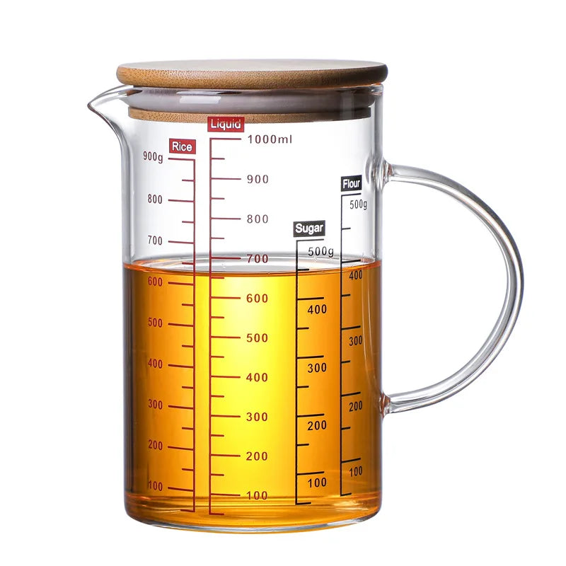 Borosilicate Glass Measuring Jug with Handle & V-Shaped Spout – Clear Scale Measuring Cup – Best for Baking, Liquids & Microwave Use – Available in 400ml, 500ml, 600ml & 1000ml