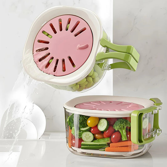 2 in 1 Fruit Washing Bowl with Strainer – Multi-Function Vegetable Colander & Drain Basket – Ideal for Washing Fruit, Vegetables & Salad – Available in Khaki, Pink & Blue Colours