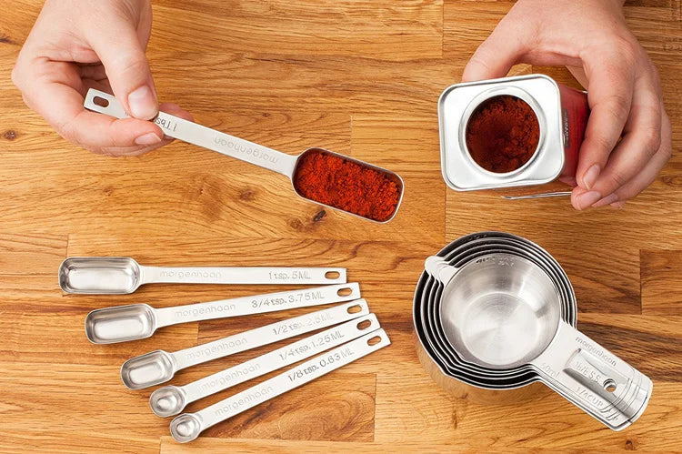 6 Piece Stainless Steel Measuring Spoon Set – Narrow Spoons for Spice Jars – Perfect for Cooking & Baking Measurements