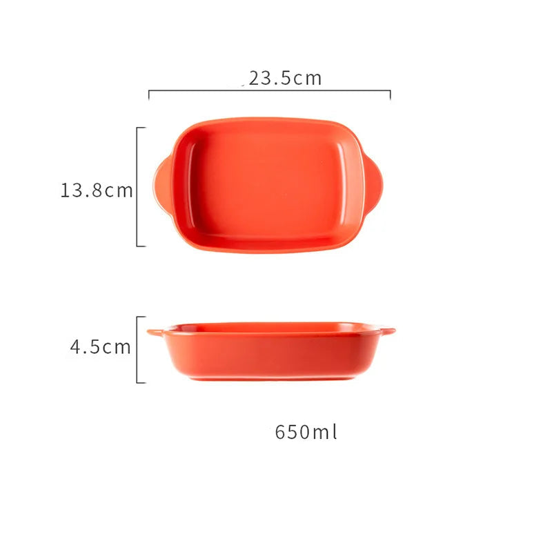 Ceramic Baking Dish — Oven-Safe Au Gratin Dish M-O-Medium — Orange