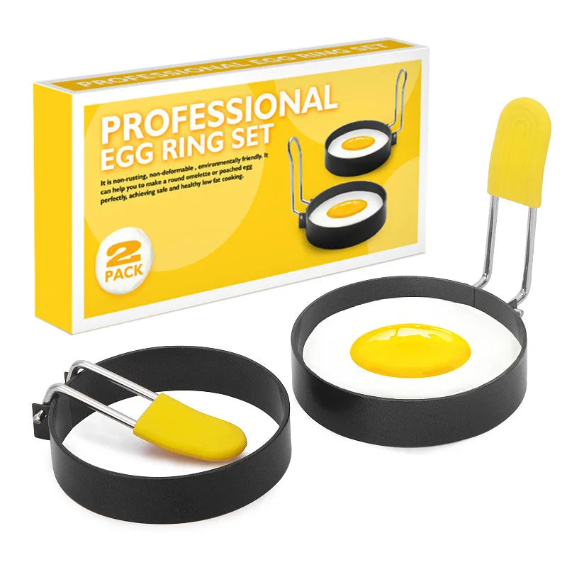 Stainless Steel Non-Stick Egg Rings – Round Egg Cooker Moulds for Frying – Best for Fried Eggs, Egg Muffins & Pancakes – Available in 2 Pieces & 4 Pieces