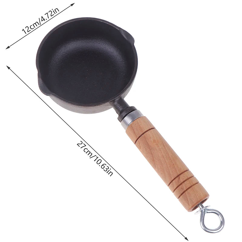 Cast Iron Mini Milk Pan with Pour Spout – Non-Stick Egg Frying Pan & Butter Warmer – Best for Sauces, Milk & Single Eggs (12cm)