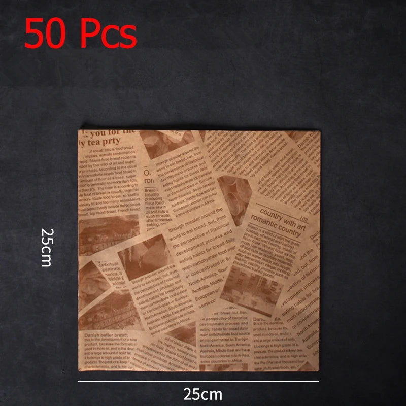 50 Piece Greaseproof Deli Paper Sheets – Non-Stick Sandwich Wrapping & Baking Paper – Perfect for Burgers, Sandwiches, Bread & Pizza – Available in Brown & White