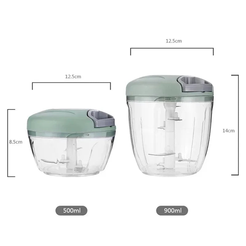 Rotating Garlic Chopper & Mini Mincer – Manual Pull Cord Food Processor for Onions, Herbs & Meat – Perfect for Fast Prep – Available in 500ml & 900ml