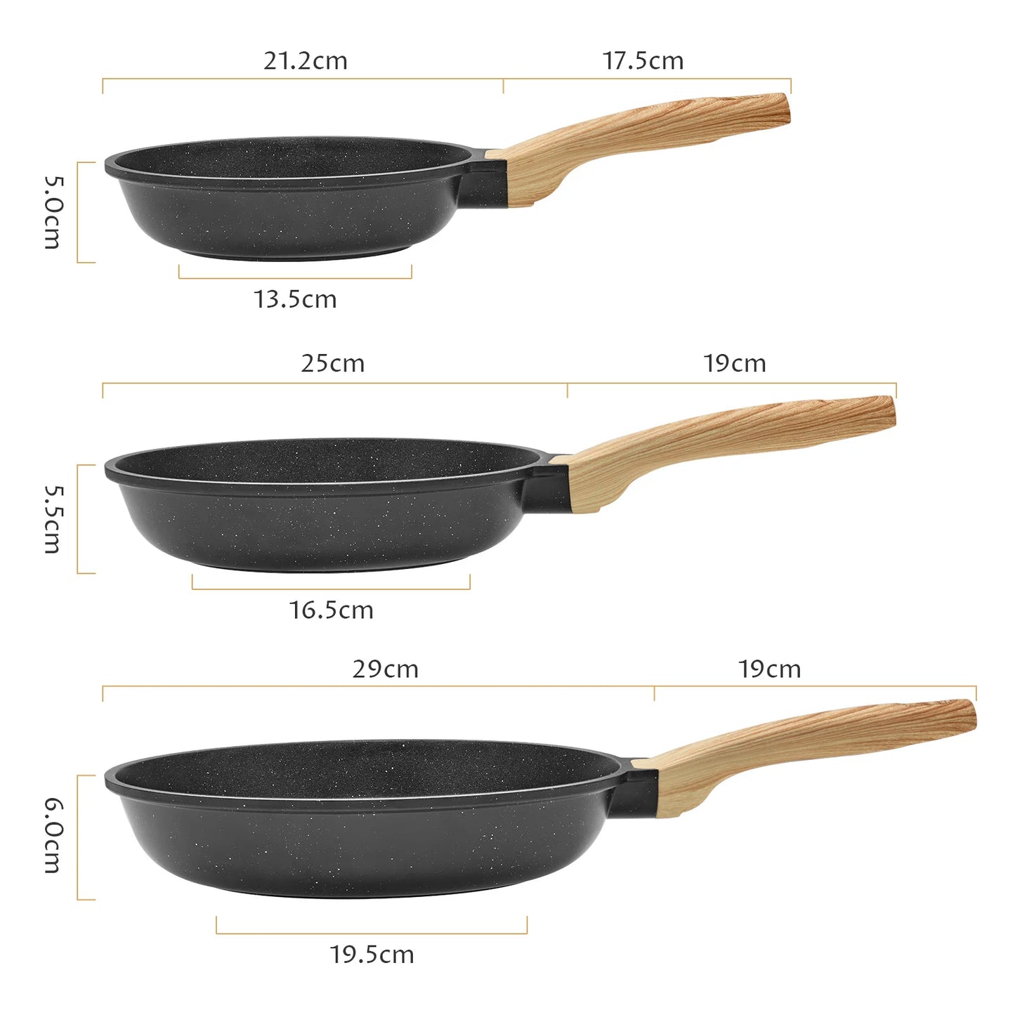 Non-Stick Frying Pan Set — 3 Piece