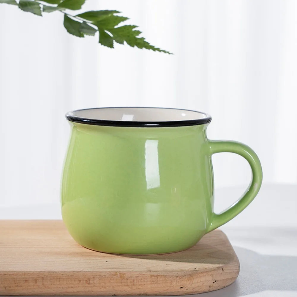 Nordic Ceramic Coffee & Tea Mug – Solid Colour Vintage Milk Cup, Available in 8 Colours & 2 Sizes (300ml / 400ml)