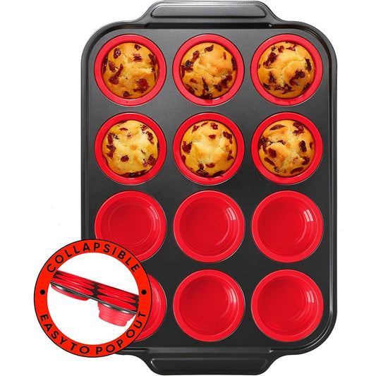 Collapsible Silicone Muffin Pan with Metal Frame