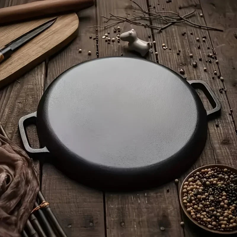 Large Cast Iron Flat Pan – Round Griddle Skillet for Pizza, Pancakes & Steaks – Ideal for Home & Outdoor Cooking – Available in 28cm, 30cm, 33cm & 35cm