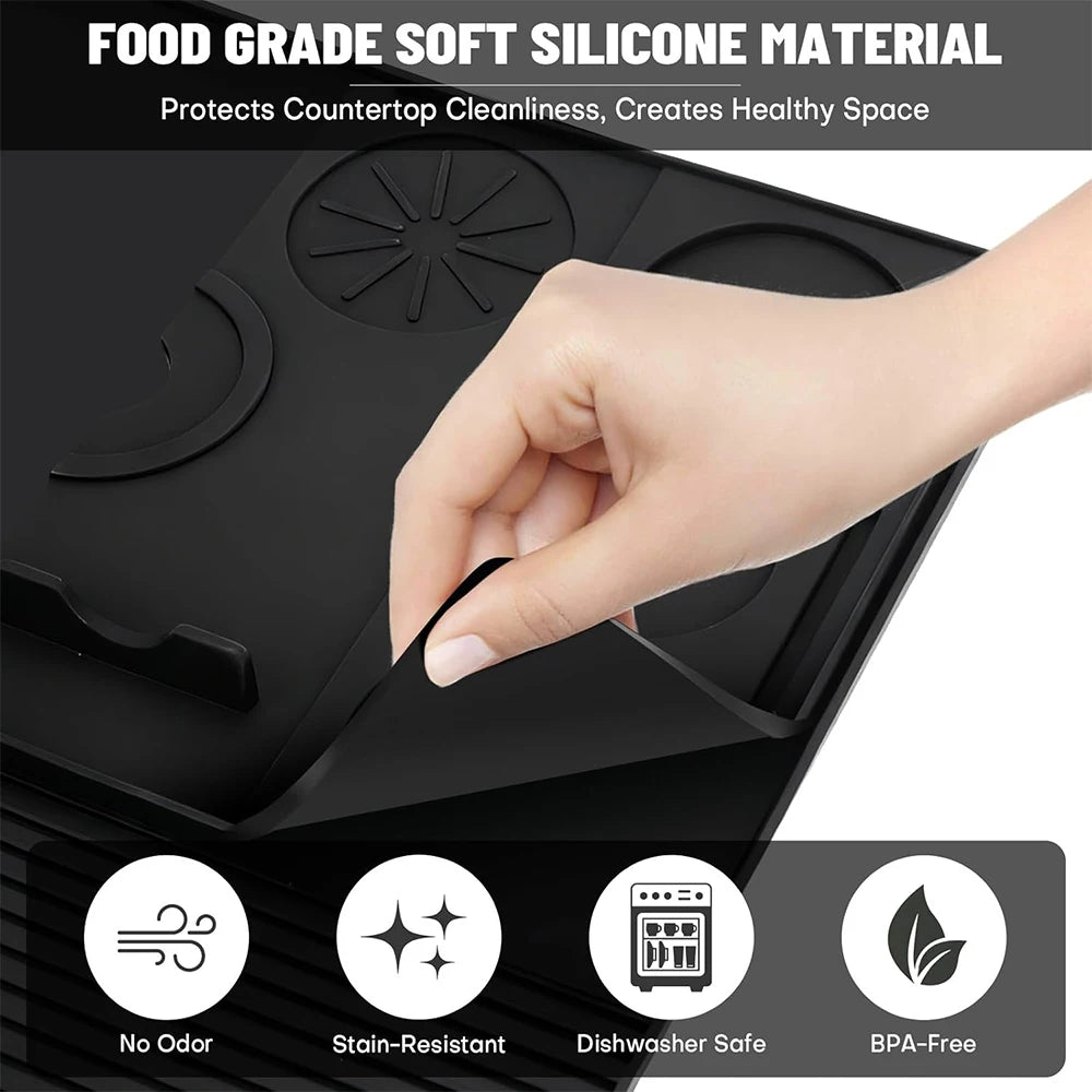 Silicone Espresso Machine Coffee Mat with Detachable Tamping Mat – Anti-Slip Heat Resistant Coffee Bar Mat – Ideal for Home Coffee Stations