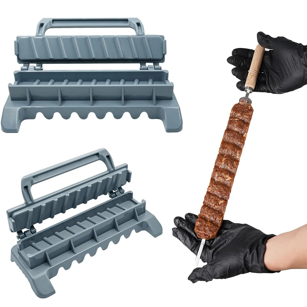 Large Kebab Maker Press with Skewers – Manual Kofta & Kabob Mould – Great for Making Even BBQ Kebabs at Home