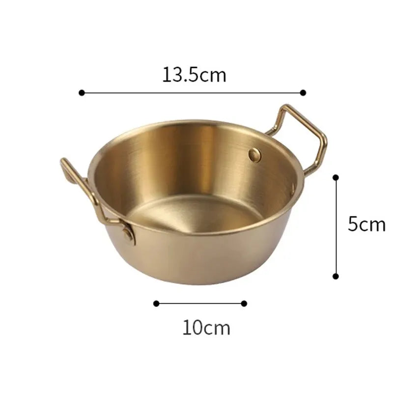 Golden Stainless Steel Snack Bowl – Multipurpose Double-Handle Bowl (Available in 12.5cm, 13.5cm, and 14.5cm )