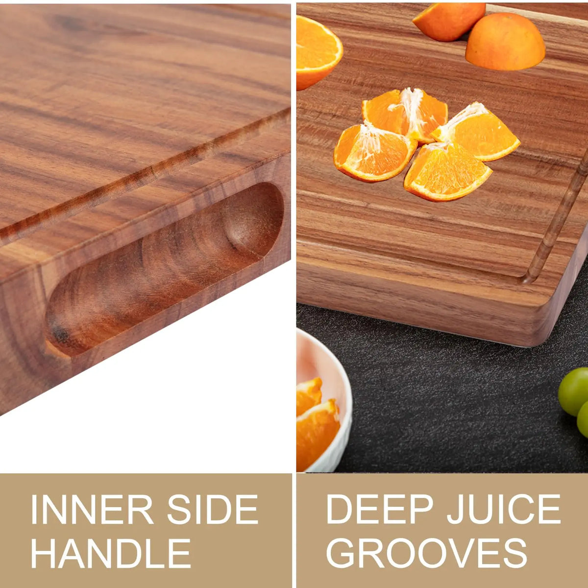 Extra Large Acacia Wood Chopping Board Set – Thick Butcher Blocks with Deep Juice Grooves – Great for Carving, Meal Prep & Serving – Available in 2 & 3 Piece Sets (61 x 45.7cm)