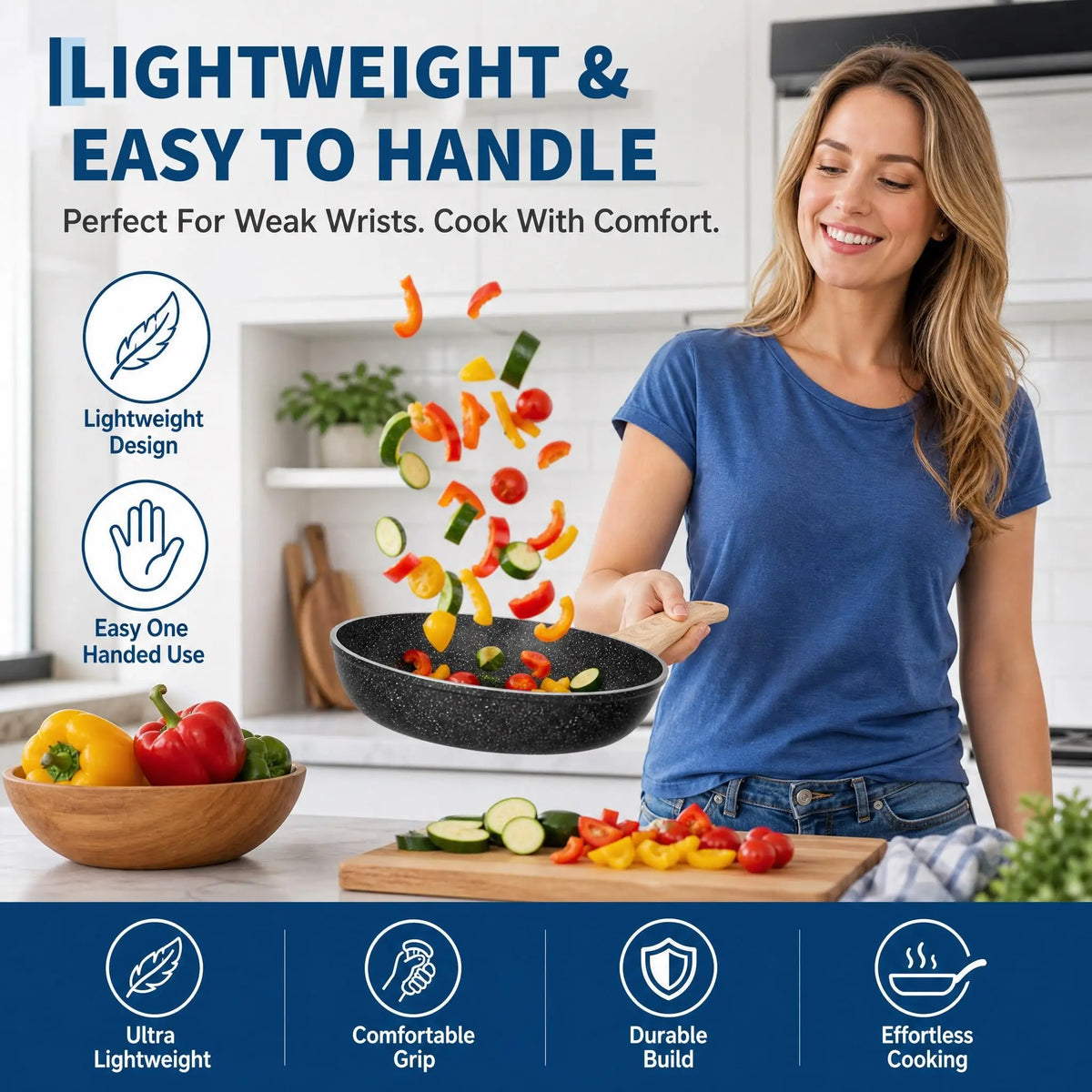 14 Piece Ceramic Non-Stick Cookware Set – PFAS-Free Induction Pots & Pans with Frying Pans, Saucepan, Sauté Pan & Stockpot – Perfect for New Homes & Family Cooking – Available in Black & White