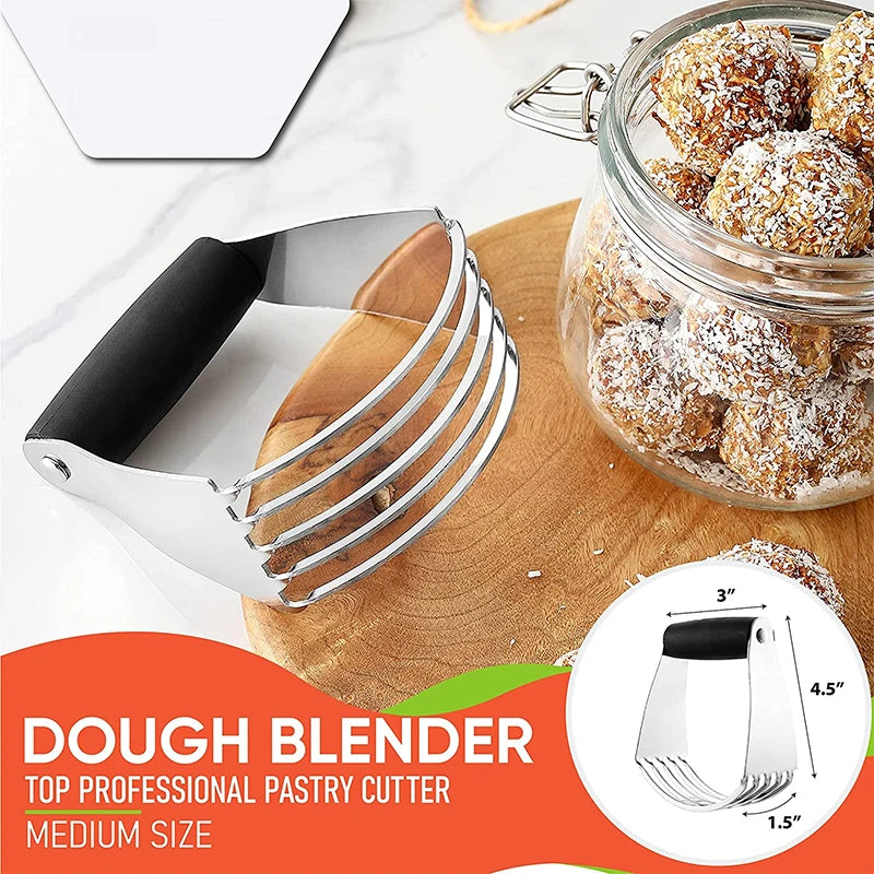 Stainless Steel Pastry Cutter & Dough Blender – Heavy-Duty Blades Multi-Purpose Dough Mixer – Best for Pastry, Scones & Biscuits – Available in Red, Blue, Green & Black Colours