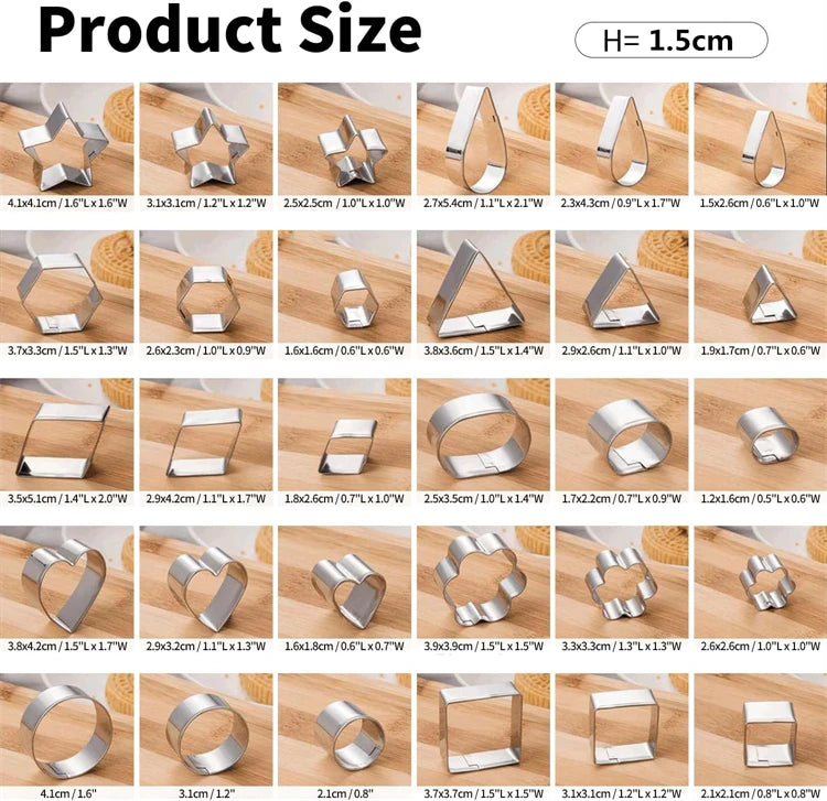 Stainless Steel Mini Cookie Cutter Set — 30 Piece