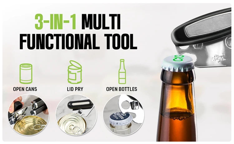 Manual Can Opener with Bottle Opener — Set of 2