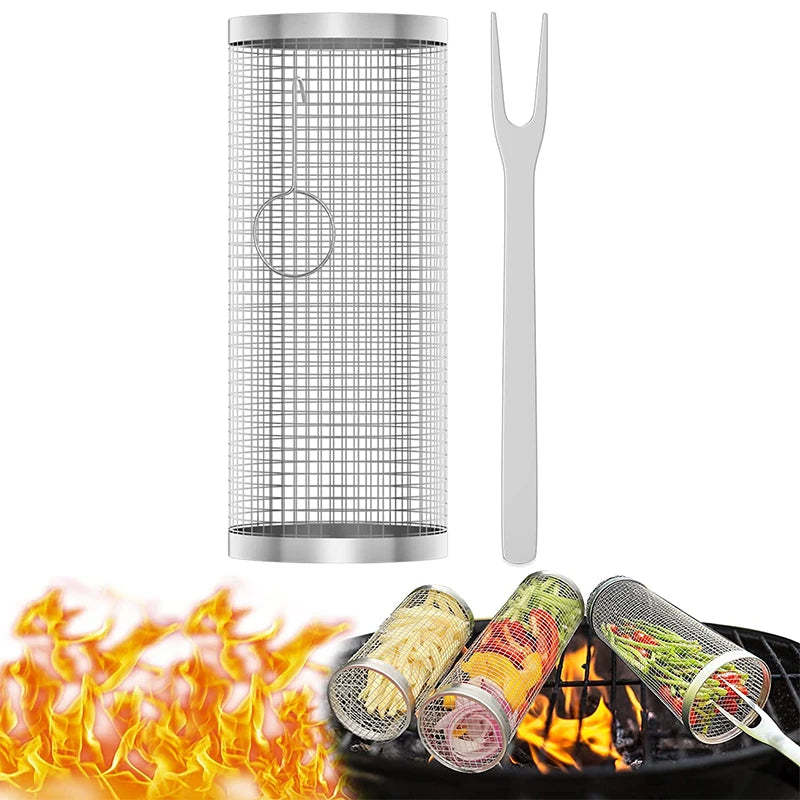 Stainless Steel Rolling BBQ Basket