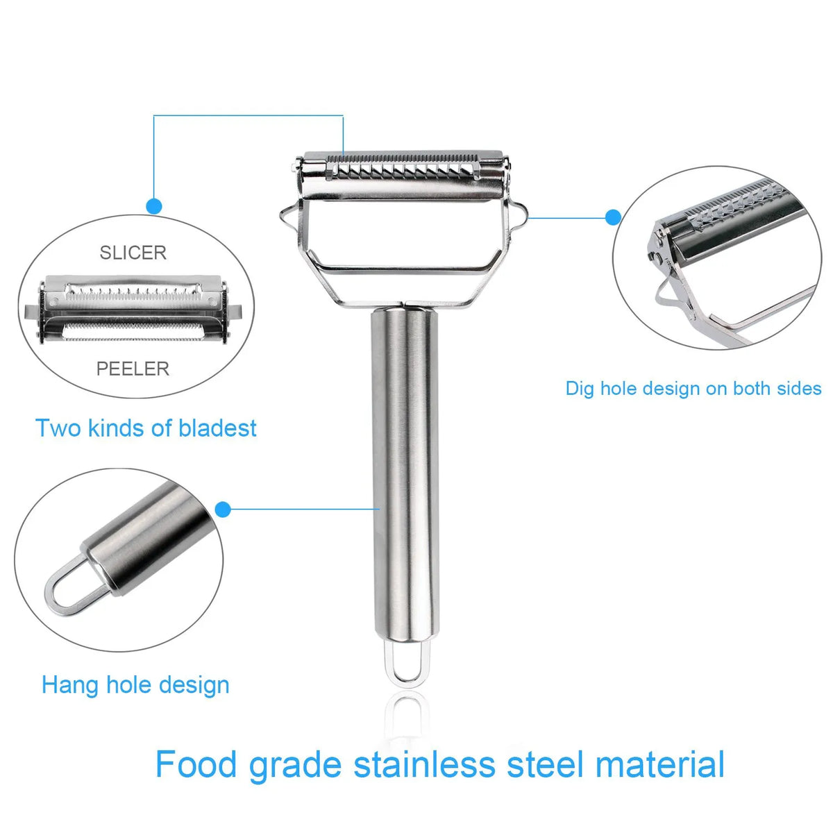 Multi-Function Stainless Steel Julienne Peeler – Vegetable Shredder & Carrot Peeler – Ideal for Carrots, Cucumbers & Potatoes