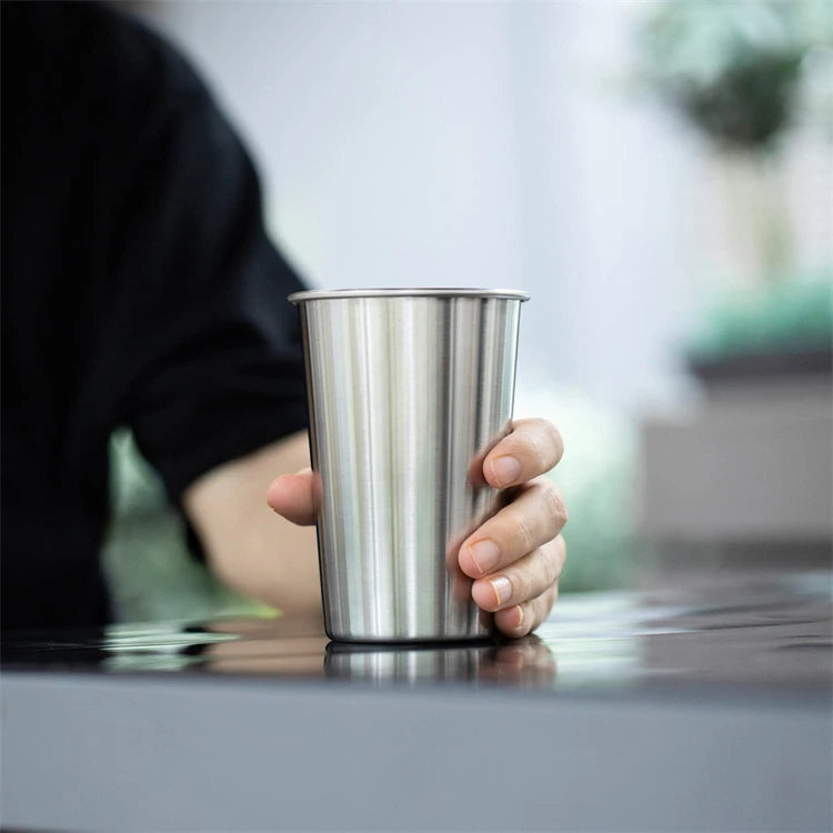 500ml Stainless Steel Stackable Tumbler Cup – Unbreakable Reusable Metal Pint Cup – Best for Water, Milk, Kids & Travel