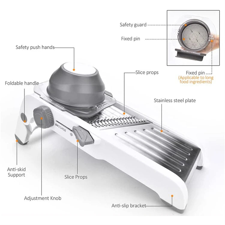 18 in 1 Adjustable Mandoline Vegetable Slicer – Stainless Steel Julienne Slicer & Dicer – Great for Potatoes, Onions, Carrots & Salads