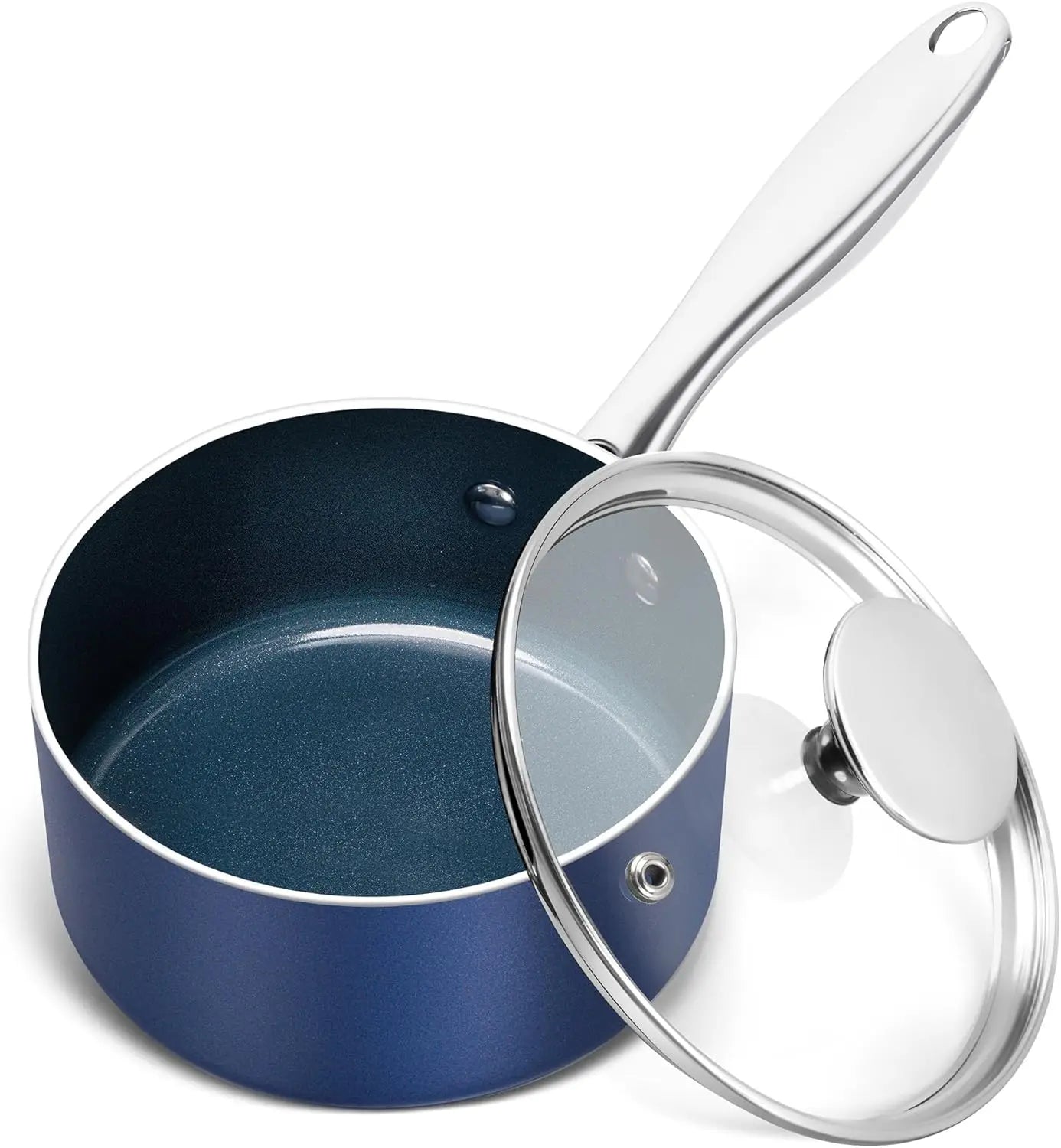 Ceramic Nonstick Saucepan with Glass Lid – Pressed Aluminium, 2-Layer Ceramic Coating, Induction Compatible, Ideal for Soups, Sauces, and Everyday Cooking