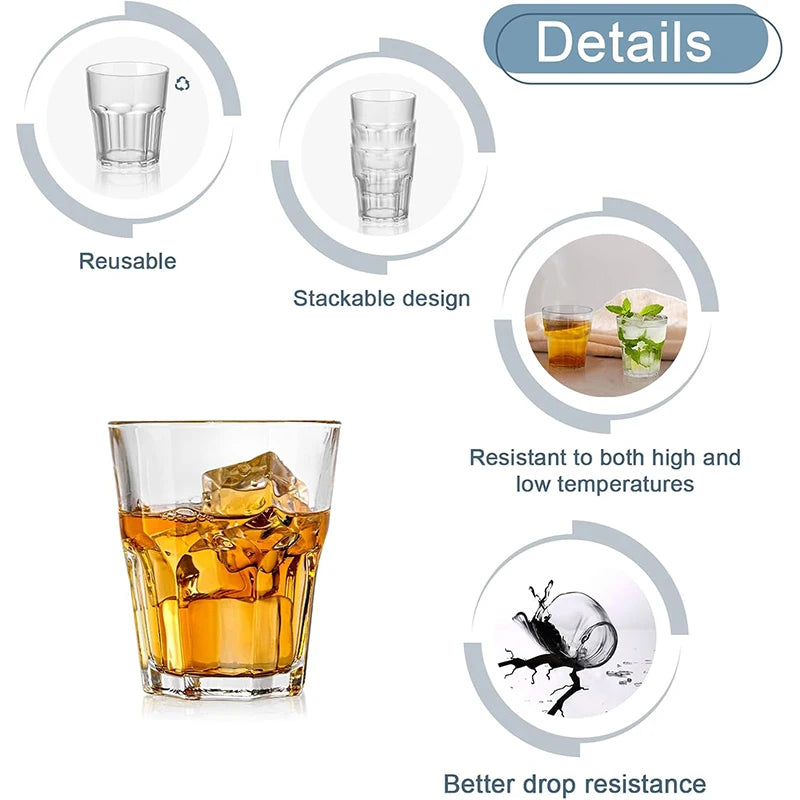 248ml Stackable Square Drinking Glasses – Reusable Glass Tumblers – Ideal for Water, Juice, Milk & Coffee – Available in 1 & 2 Pieces