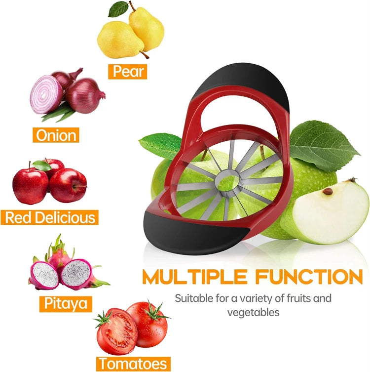 12 Blade Stainless Steel Apple Slicer & Corer – Sharp Apple & Mango Divider – Great for Thin Apple Wedges, Snacks & Lunch Boxes