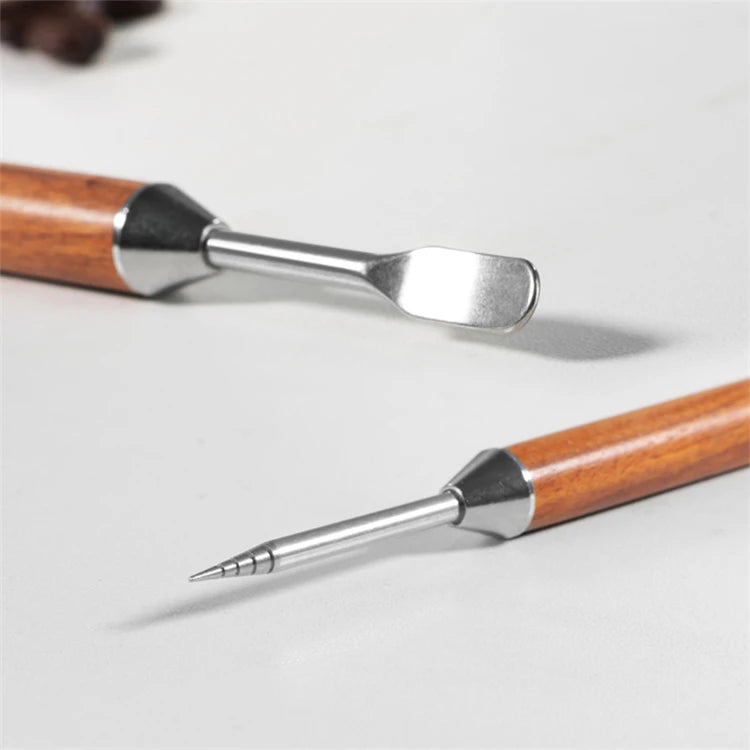 Stainless Steel Latte Art Pen with Wooden Handle – Coffee Decorating Needle – Perfect for Cappuccino Art, Hearts & Swirls