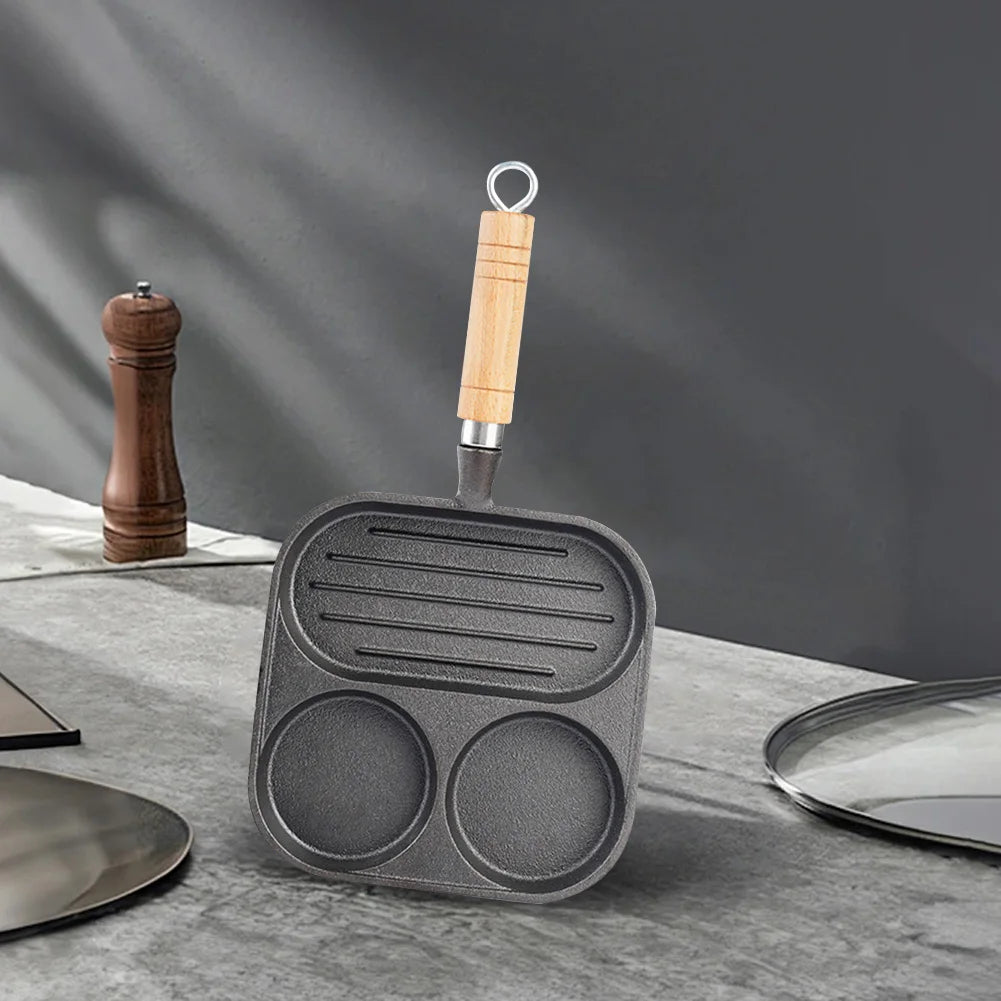 Cast Iron Kitchen Egg Frying Pan 3 Cup Nonstick Breakfast Pan For Gas And Induction Stoves Burger  Sausage
