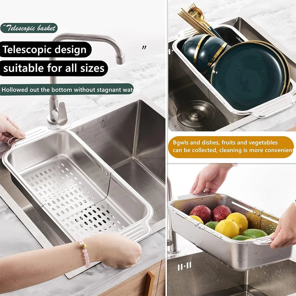 Expandable Sink Colander & Dish Drying Rack