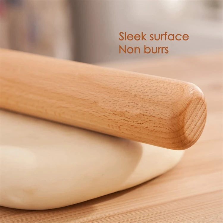 40cm Natural Beech Wood Rolling Pin – Dough Roller for Pastry, Pasta & Pizza – Best for Baking, Dumplings & Homemade Bread