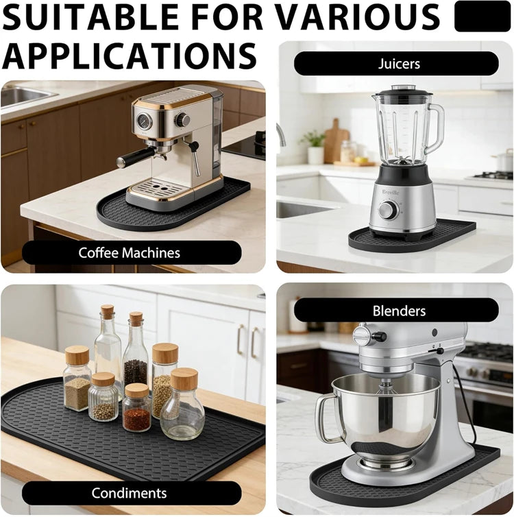 Silicone Coffee Machine Mat with Raised Edges – Non-Slip Leak-Proof Countertop Mat – Ideal for Espresso Machines & Coffee Makers – Available in 20cm & 30cm