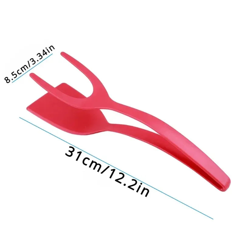 2-in-1 Flip Tongs with Egg Spatula – Nylon Grip Turner & Clamp for Pancakes, Eggs & Steak – Best for Non-Stick Pans